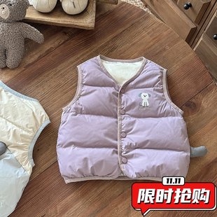 男宝轻薄羽绒马甲男童无袖 白鸭绒外套秋冬婴幼儿卡通可爱背心ER46