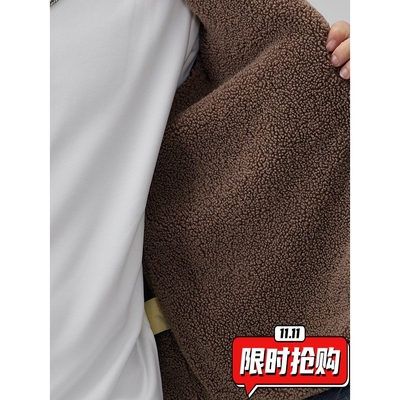 新款美式潮流休闲男士夹克2025冬季羊羔绒加厚保暖加绒牛仔外ER57