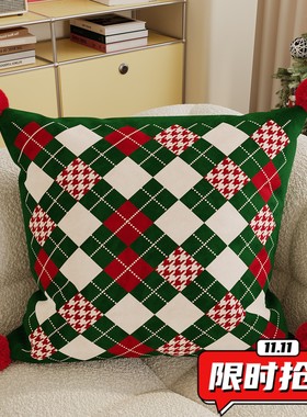 圣诞限定沙发抱枕靠垫含芯红色客厅氛围靠垫高级卧室装饰床头DA08