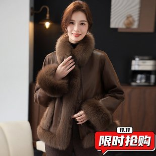 中老年女装洋气时髦羽绒服短款女士时尚皮毛一体冬季妈妈新款ER04