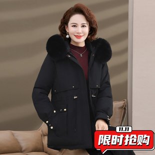 新款 冬季 气质棉袄加厚保暖棉ER80 加绒派克棉服中老年女装 妈妈冬装