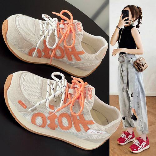 欧货真皮德训鞋女2026春新款超火网面透气老爹鞋百搭爆款阿甘C-47