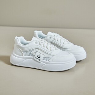 小白鞋女款2026新款显脚小6夏季新款半托女网面透气学生板鞋休闲