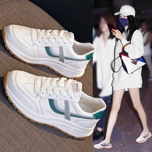 真皮小白鞋女2026春季新款阿甘女鞋百搭爆款ins潮老爹运动休C-83