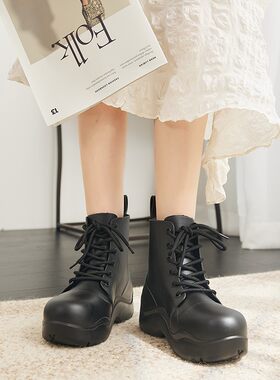 日系增高防水雨靴女款系带款时尚外穿短筒水鞋耐磨室内外防滑C-57