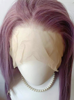 【手勾cos假发】13×4大蕾丝Cos表演高温丝假发毛胚 紫色长发