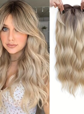 逼真-简单-好用-假发片 欧美长卷发补发片 发夹长接发片 拿到即用
