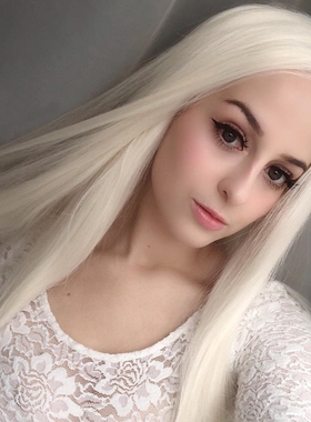 Front lace long straight hair Cosplay girls wig 自由分银白