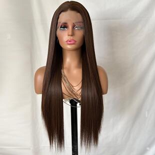 【手勾cos假发】13×4大蕾丝Cos表演高温丝假发板栗色 自然逼真