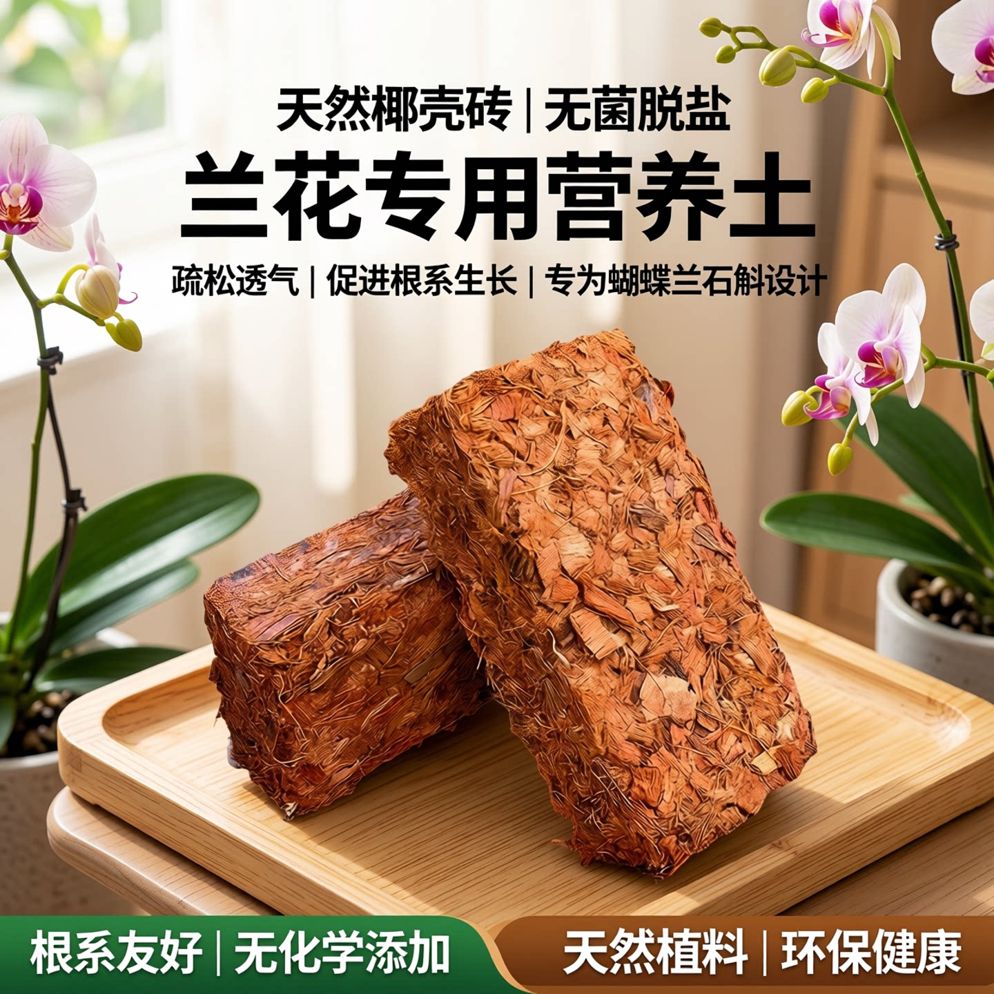 椰砖粗椰壳砖兰花专用脱盐无菌椰砖营养土蝴蝶兰石斛植料疏松透气
