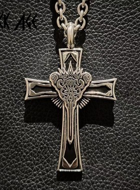 十字架项链ROCK纯银黑色安息日