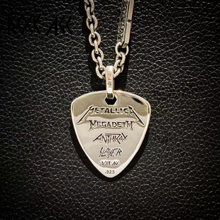 ROCK AGE原创银饰品牌S925金属四巨头Metallica摇滚乐队拨片项链