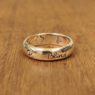 LOVE无畏爱窄5MM爱心花鸟时尚 情侣戒指 FOR 925纯银BLIND