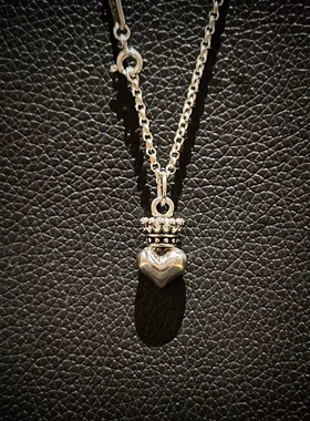 925银小皇冠桃心爱心吊坠项链