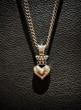 皇冠桃心吊坠项链925银女神男神