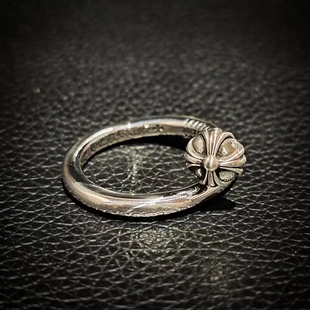 ROCKAGE纯银S925朋克风格 花头钉子十字刻字情侣指环开口可调戒指