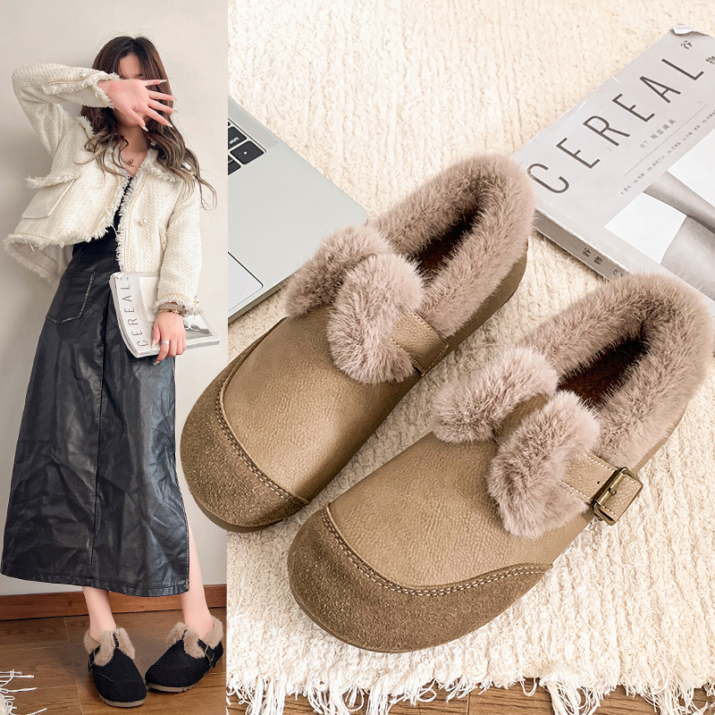 踩屎感勃肯棉鞋女加绒保暖孕妇鞋