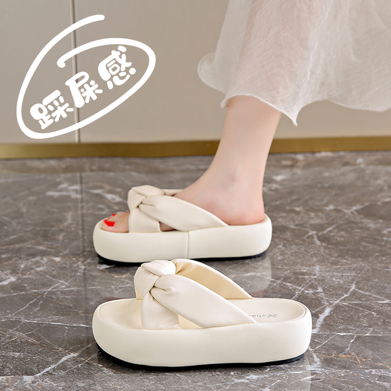 回カ踩屎感厚底拖鞋女软底外穿