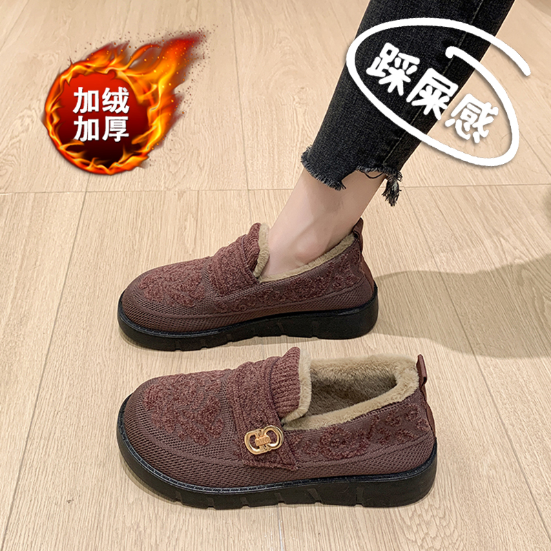 加绒老北京布鞋女士加厚棉鞋冬季妈妈鞋软底防滑老人鞋保暖奶奶鞋