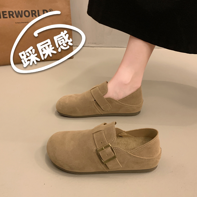 可踩两穿全包勃肯鞋女2025秋季新款一脚蹬乐福单鞋大码41到43孕妇