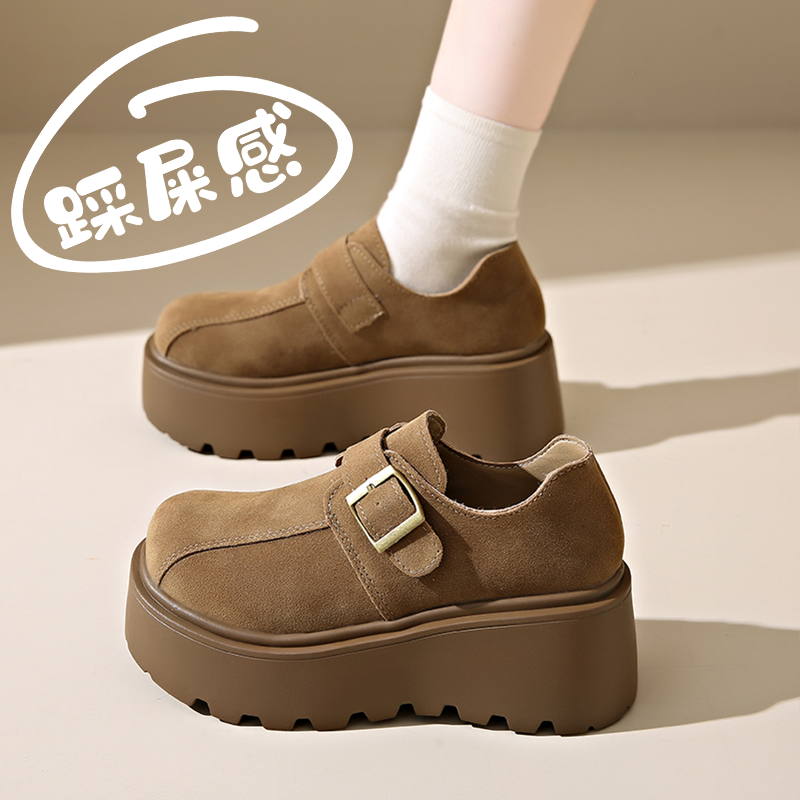 踩屎感真皮松糕女鞋春季勃肯鞋子