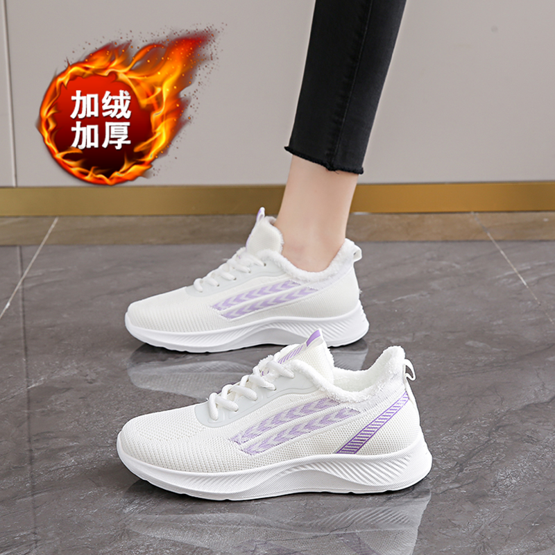 老北京布鞋女2025新款冬季加绒休闲棉鞋百搭小白鞋二棉运动跑步鞋