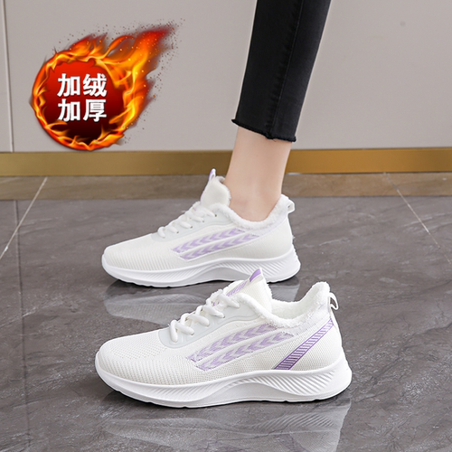 老北京布鞋女2025新款冬季加绒休闲棉鞋百搭小白鞋二棉运动跑步鞋