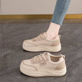软底皮面板鞋女2026新款春秋防水防滑休闲运动鞋百搭学生鞋子34码