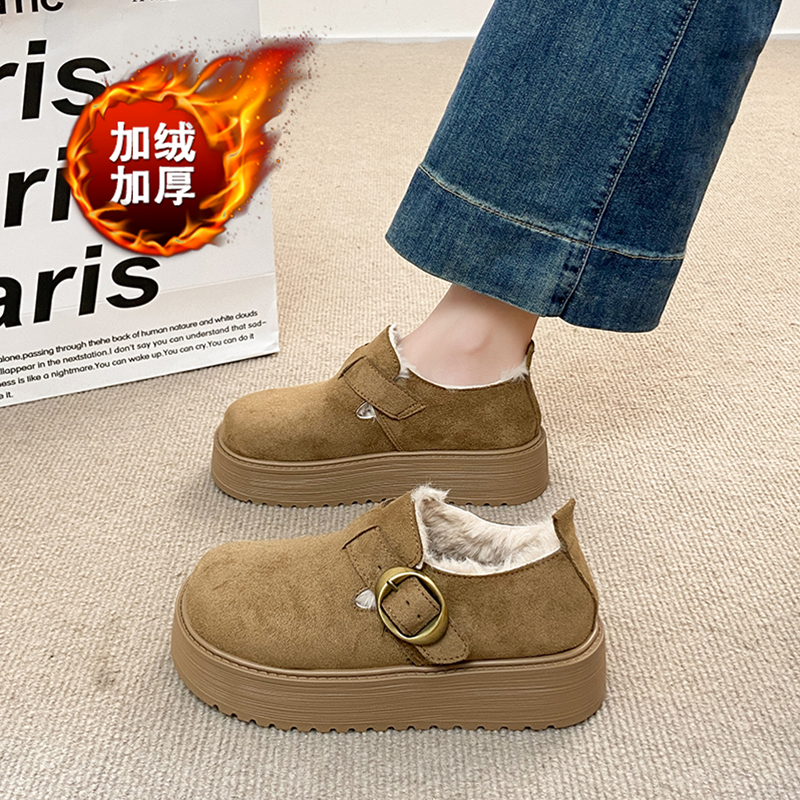 加绒勃肯鞋女冬季厚底增高棉鞋2025新款保暖34码雪地靴防滑孕妇鞋