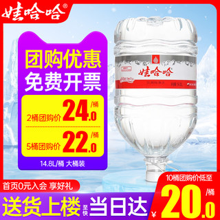 娃哈哈饮用纯净水14.8l*2桶整箱包邮超大桶家庭大瓶饮用非矿泉水