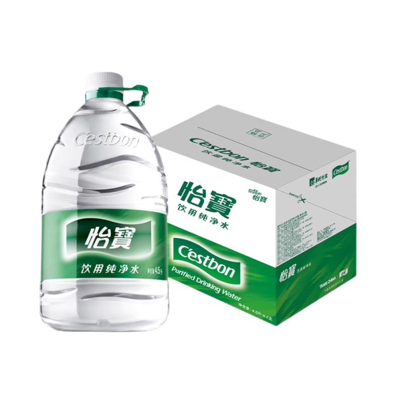 怡宝纯净水4.5L*4桶整箱家庭大瓶桶装水非5升矿泉水饮用水2箱包邮