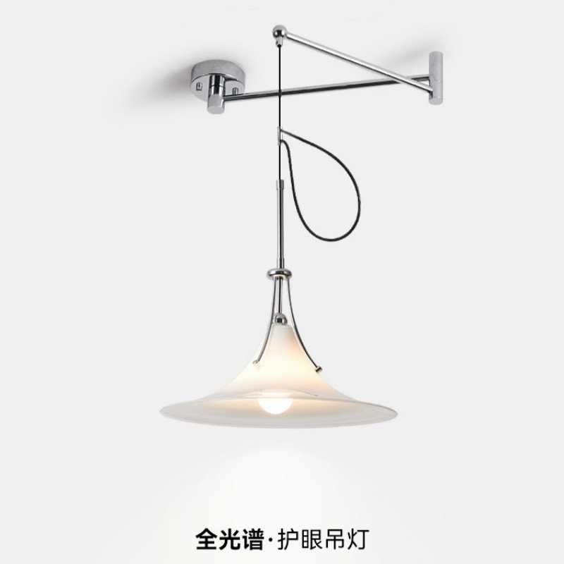 意式极简玉兰吊灯包豪斯设计师款餐厅吧台岛台可位移摇臂玻璃吊灯