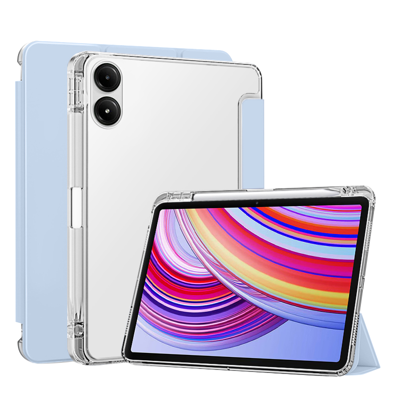适用2024新款redmi padse(11寸)三折透明保护套红米 pad2pro带笔槽平板壳por硅胶12.1英寸磁吸