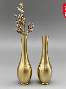 花瓶迷你小号铜香炉香茶道桌面摆件装饰干花器禅意日式花插礼品