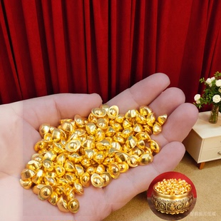 饰品配件招财聚财 宝仿金聚宝盆米缸装 实心沙金小元 宝摆件迷你小元