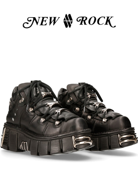 New Rock西班牙潮牌明星同款暗黑机能赛博金属朋克Y2K男女厚底鞋