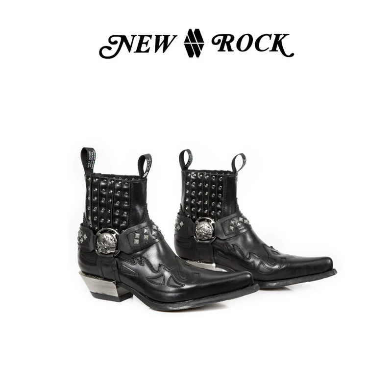 Ботинки низкие (New Rock) ретро с металлическими заклёпками, джинсовый стиль, кастом из Испании