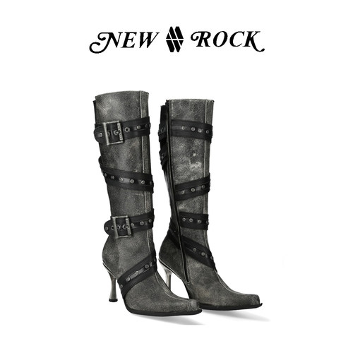 NewRock辣妹尖头高筒靴