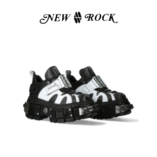 Y2K暗黑朋克撞色金属坦克厚底松糕鞋 New Rock西班牙潮牌新款