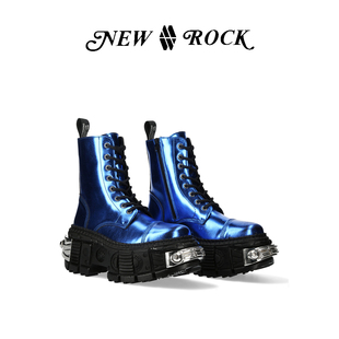 赛博朋克个性 NewRock西班牙潮牌秋冬新款 金属厚底松糕马丁靴