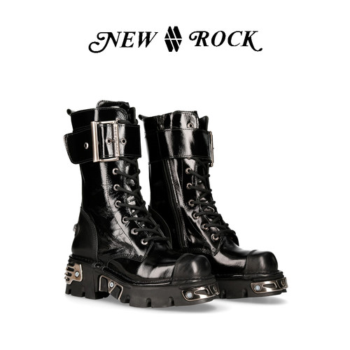 newrock哥特朋克机车蒸汽真皮靴