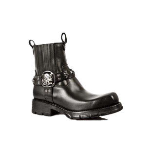 NEWROCK西班牙摇滚重炮郑钧同款复古金属铆钉真皮男骑士摩托短靴