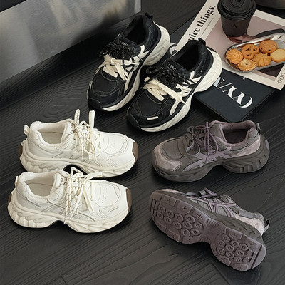 真皮厚底老爹鞋女2025秋冬季新款