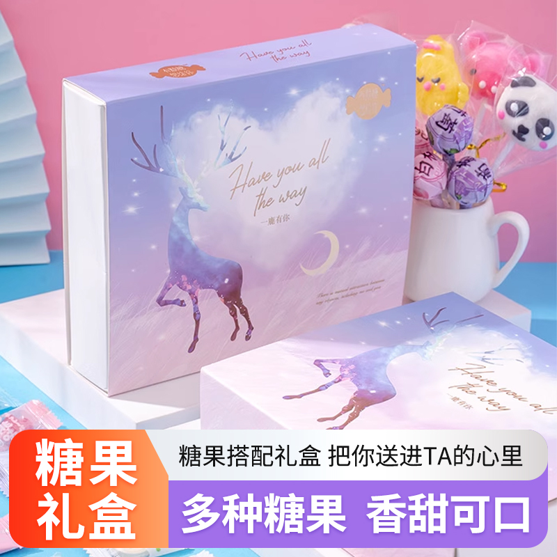 圣诞节糖果棒棒糖礼盒装硬糖卡通创意可爱造型儿童礼物零食