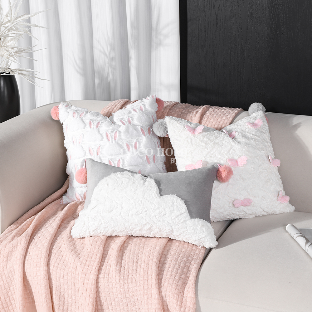 ins风粉色靠枕女童床头抱枕软装