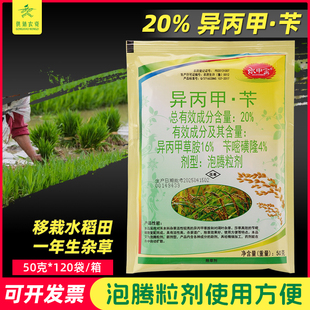 滨农水中宝20%异丙甲草胺苄嘧磺隆水稻移栽田封闭泡腾粒剂除草剂