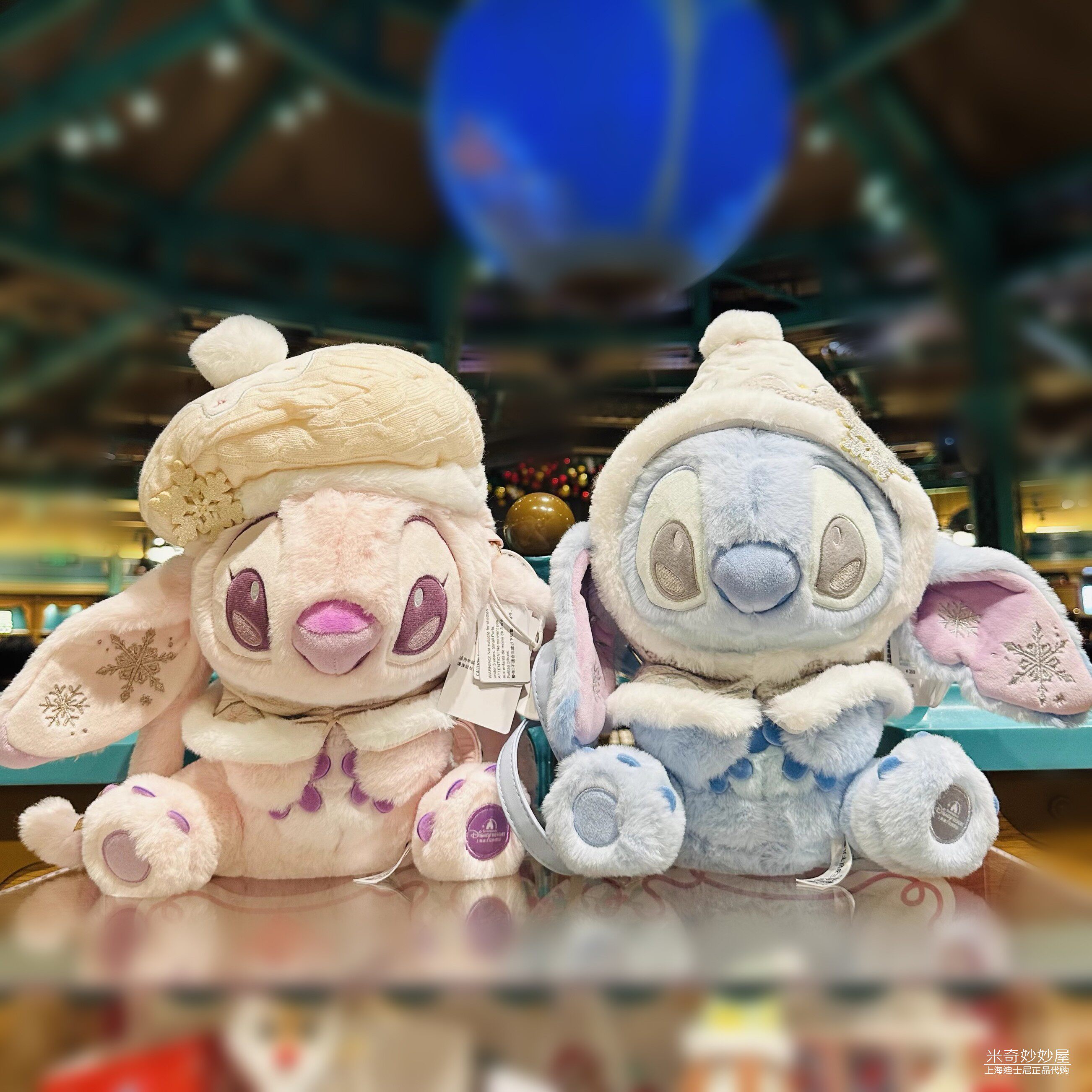 上海迪士尼代购2024史迪奇安琪毛绒公仔双肩包单肩包玩偶背包