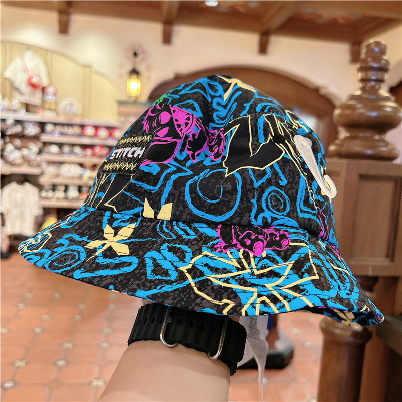 上海迪士尼乐园国内代购2023夏日史迪奇彩色渔夫帽卡通遮阳帽子