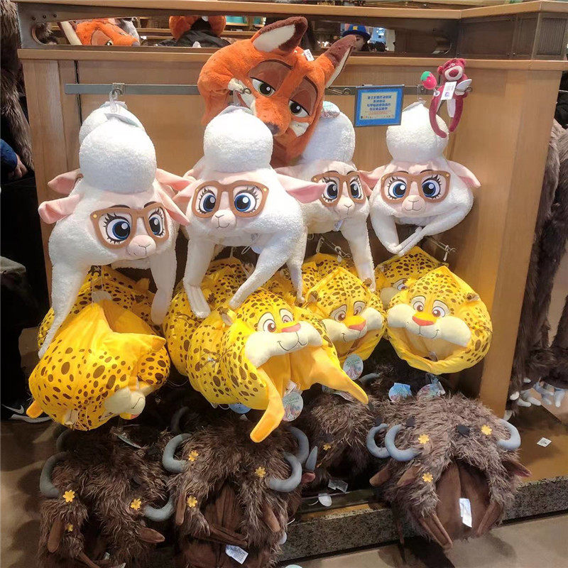 上海迪士尼国内代购疯狂动物城闪电豹警官毛绒帽子头套大头保暖帽