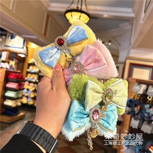 上海迪士尼国内代购公主蝴蝶结挂饰白雪公主包挂睡美人钥匙扣挂件